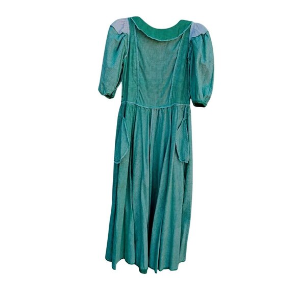 1980s Belle France Kelly Green Prairie Dress Cotton Ruffle Midi Union Label S - Picture 12 of 14